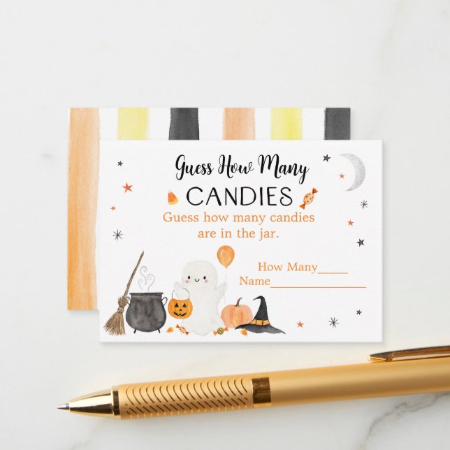 Ghost Halloween Guess How Many Candies Game Enclosure Card (Front/Back In Situ)