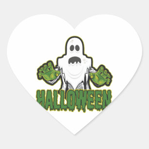 Ghost Halloween Heart Sticker