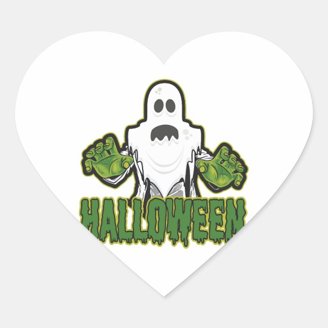 Ghost Halloween  Heart Sticker (Front)