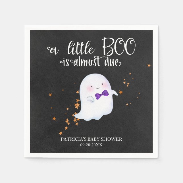 Ghost Halloween Little Boo Boy Baby Shower Napkin (Front)