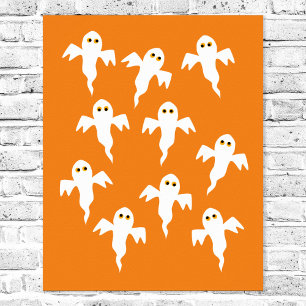 Ghost Halloween Orange Poster