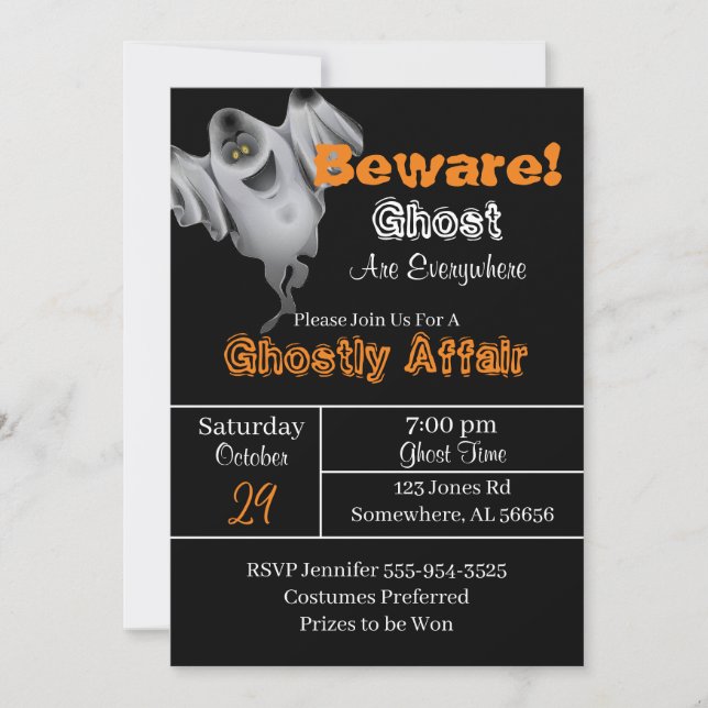 Ghost Halloween Party Invitation (Front)