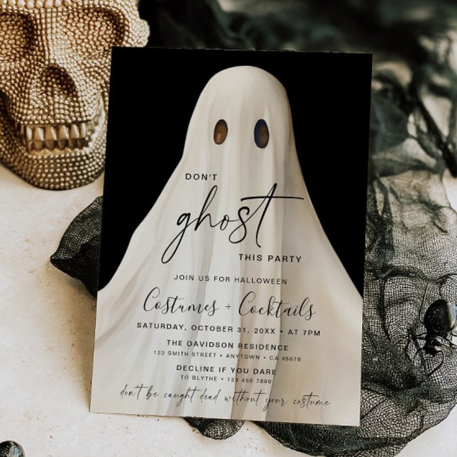 Ghost Halloween Party Invitation Funny Cocktails (Creator Uploaded)