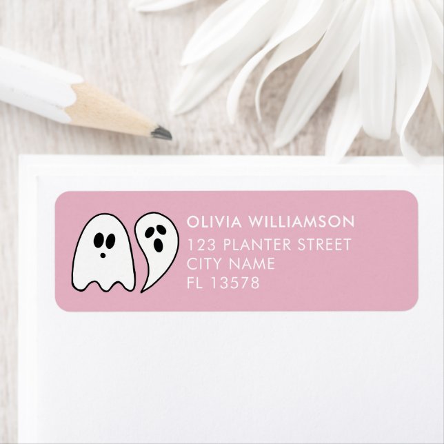 Ghost Halloween pink Return Address Label (Insitu)