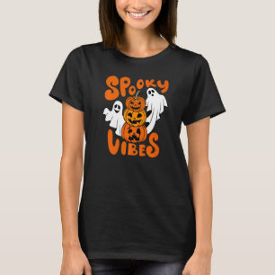 Ghost Halloween Pumpkin Face Spooky Vibes  Hallowe T-Shirt