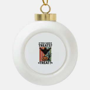 Ghost Halloween Shirt with Spooky Treat Pun and Pu Ceramic Ball Christmas Ornament