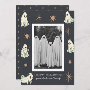 Ghost Halloween Spooktacular Family Photo  Holiday Card