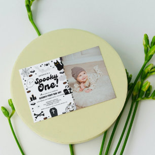 Ghost Halloween Spooky One First Birthday Invitation