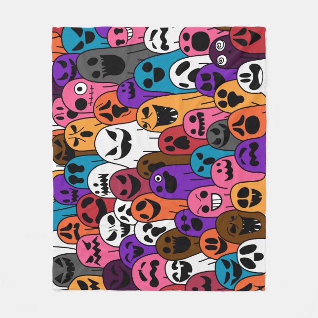 Ghost Halloween Spooky Scarf Pattern Fleece Blanket (Front)