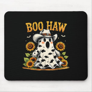 Ghost Halloween Spooky Western Funny Boo Haw Cowbo Mouse Pad