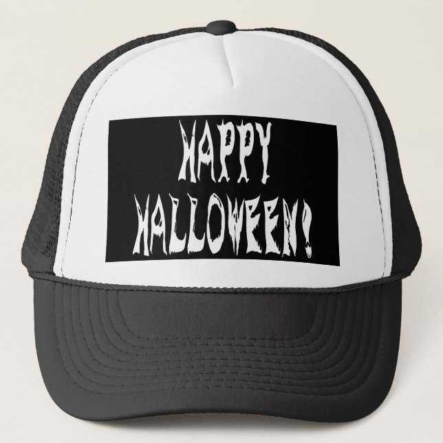 Ghost Halloween Text Trucker Hat (Front)