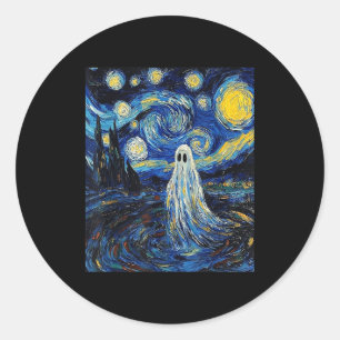 Ghost Halloween - Van Gogh Style - Starry Night  Classic Round Sticker