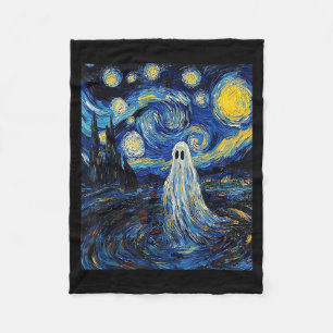 Ghost Halloween - Van Gogh Style - Starry Night  Fleece Blanket
