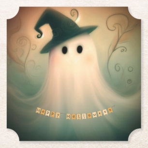Ghost/Halloween/whimsical/fall Paper Coaster