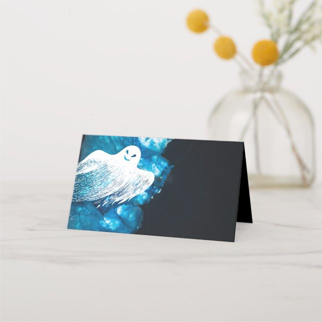 Ghost Happy Halloween Elegant Party Place Card (Front)