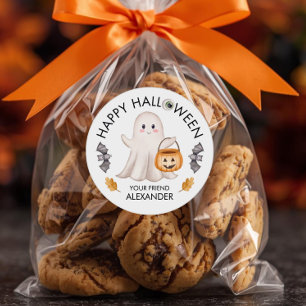 Ghost Happy Halloween Treat Bags for School Favour Classic Round Sticker