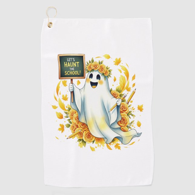Ghost Haunt School Halloween Golf Towel (Front)