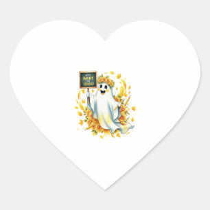 Ghost Haunt School Halloween Heart Sticker