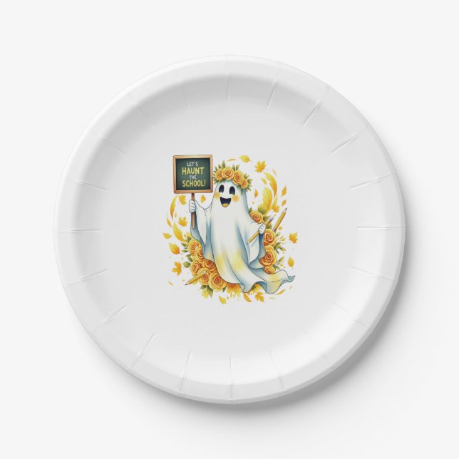 Ghost Haunt School Halloween Paper Plate (Front)