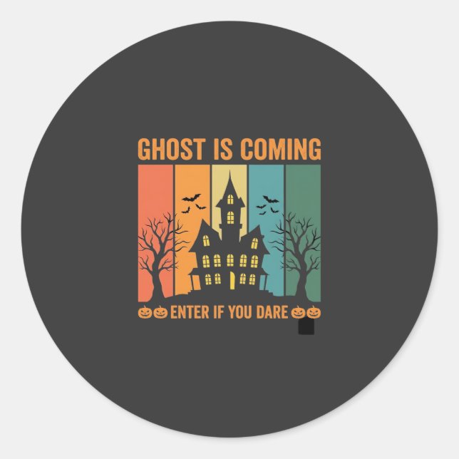 Ghost Haunted House Halloween Vector Design Classic Round Sticker (Front)