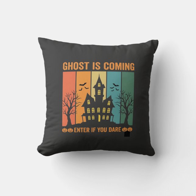 Ghost Haunted House Halloween Vector Design Cushion (Front)