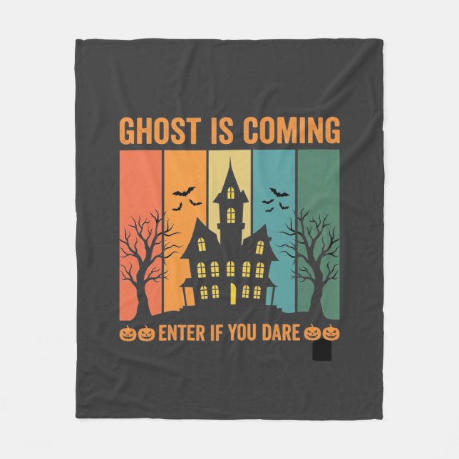 Ghost Haunted House Halloween Vector Design Fleece Blanket (Front)