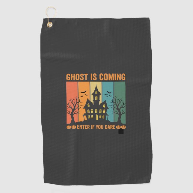 Ghost Haunted House Halloween Vector Design Golf Towel (Front)