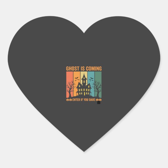Ghost Haunted House Halloween Vector Design Heart Sticker (Front)