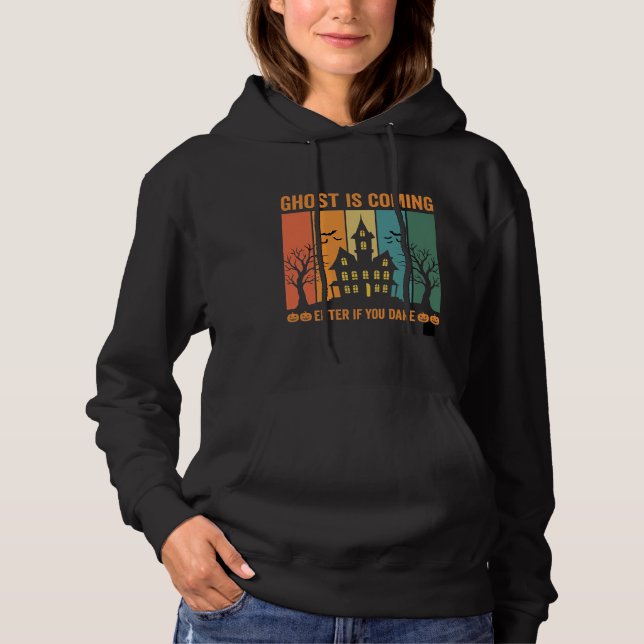 Ghost Haunted House Halloween Vector Design Hoodie (Front)