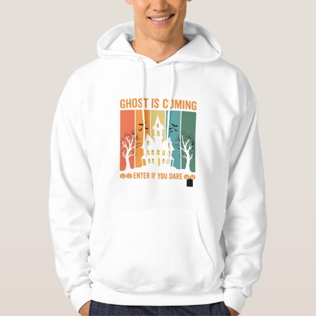 Ghost Haunted House Halloween Vector Design Hoodie (Front)