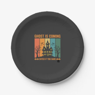 Ghost Haunted House Halloween Vector Design Paper Plate