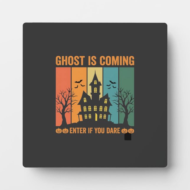Ghost Haunted House Halloween Vector Design Plaque (Front)