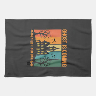 Ghost Haunted House Halloween Vector Design Tea Towel