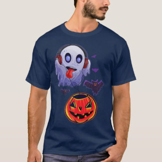 Ghost Hear Music Pumpkin Halloween Costume Men Wom T-Shirt