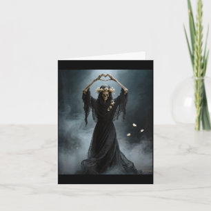 Ghost heart hands mothers day floral skull flowers card