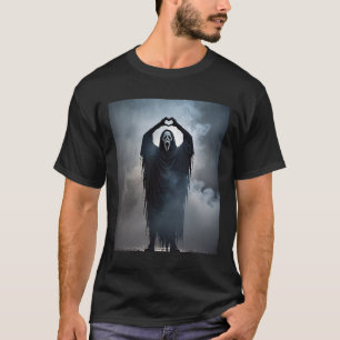 Ghost Heart Hands Scary Face Horror Poster Hallowe T-Shirt