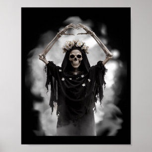 Ghost heart hands scary face mothers day poster