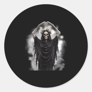 Ghost heart hands scary skeleton mothers day classic round sticker