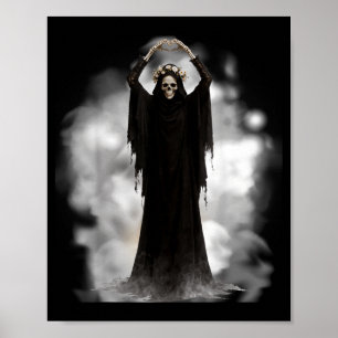 Ghost heart hands scary skeleton mothers day poster