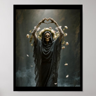 Ghost heart hands scary skeleton mothers day poster