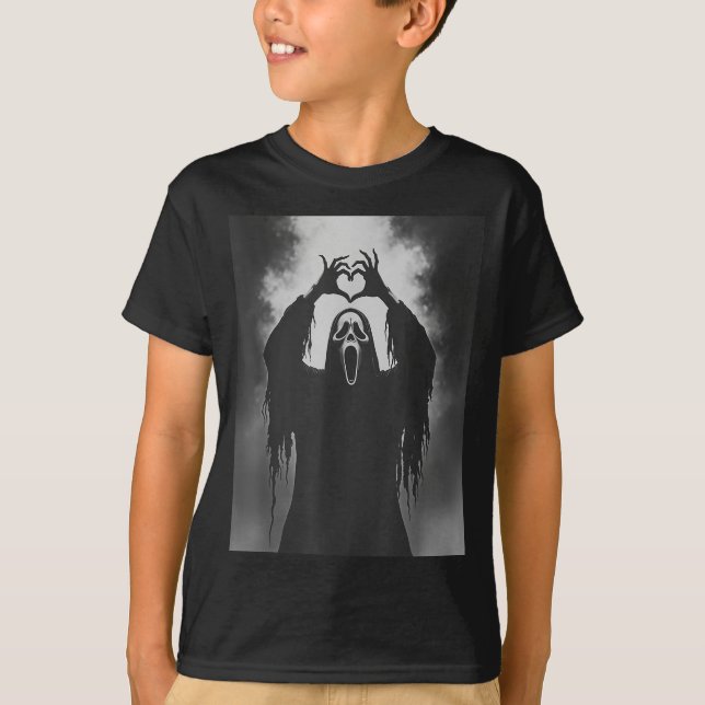 Ghost Heart Hands Y Face Horror Ster Halloween  T-Shirt (Front)