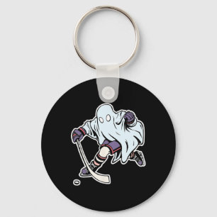 Ghost Hockey Player Scary Sports Ice Hockey Hallow Key Ring