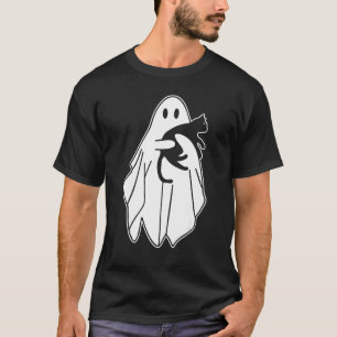 Ghost Holding A Black Cat Halloween Spooky Cat Lov T-Shirt