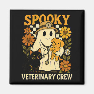 Ghost Holding Black Cat Dog Veterinarian Halloween Magnet