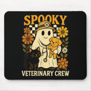 Ghost Holding Black Cat Dog Veterinarian Halloween Mouse Pad