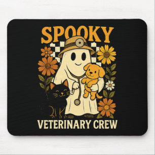 Ghost Holding Black Cat Dog Veterinarian Halloween Mouse Pad