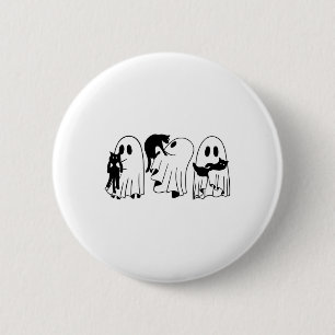 Ghost Holding Black Cat Funny Halloween Cat Lovers 6 Cm Round Badge