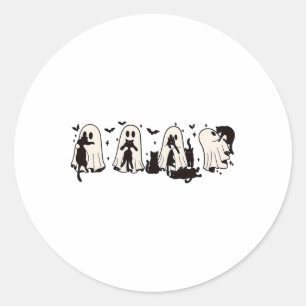 Ghost Holding Black Cat Funny Halloween Cat Lovers Classic Round Sticker