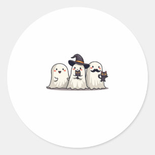 Ghost Holding Black Cat Funny Halloween Cat Lovers Classic Round Sticker