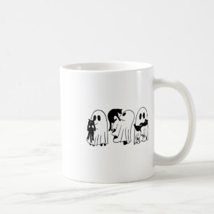Ghost Holding Black Cat Funny Halloween Cat Lovers Coffee Mug